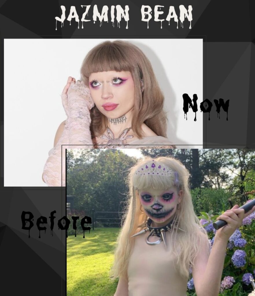 Jazmin Bean before and now makeup styles